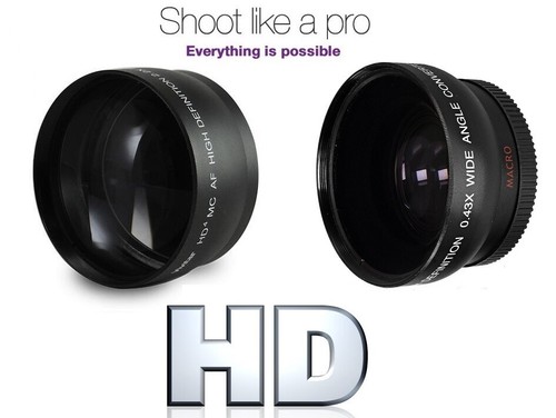 2-Pcs Hi Def Telephoto & Wide Angle Lens Set For JVC Everio GZ-R560 GZ-R460 - Picture 10 of 10