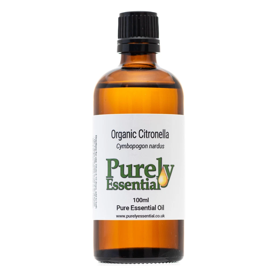 PURELY ESSENTIAL Organic Citronella Essential Oil 10ml 50ml 100ml 100% Pure & Natural, Purely