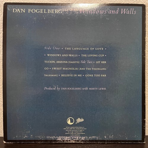 DAN FOGELBERG - Windows And Walls (Full Moon) - 12" Vinyl Record LP - EX - Picture 2 of 3