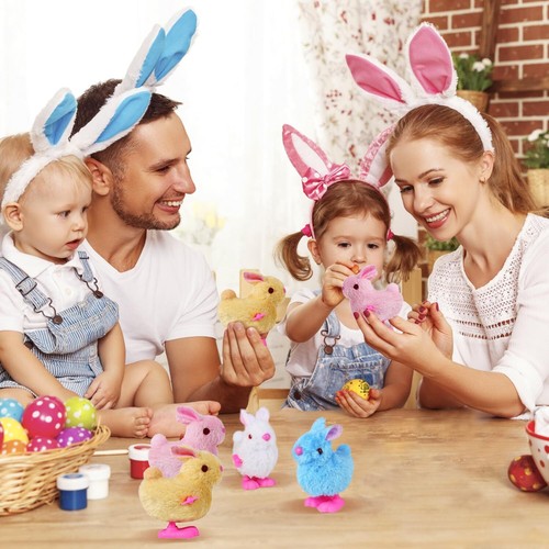 Chick Bunny Wind Up Toys for Kids, 4 PCS Clockwork Novelty Jumping Hopping - Picture 3 of 6