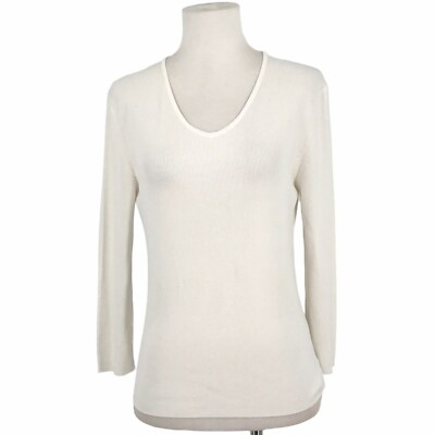 Finity Studio Womens Sweater PM MP Petite Medium White Long
