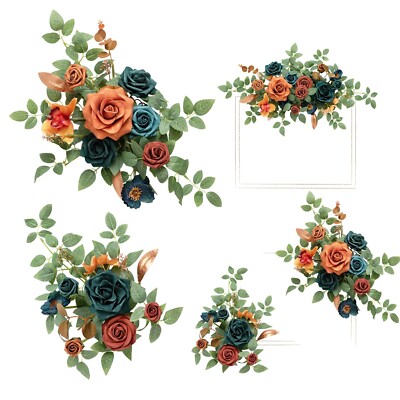 Ling's Moment 2pcs Fall Wedding Artificial Floral Swags Welcome Sign Flowers ...