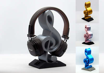 Personalized headphone stand in the shape of a treble clef / Personalized Gift