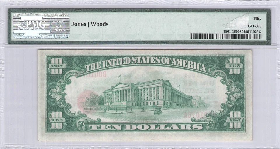 Twin Cities NB of St. Paul, MN $10.00 1929 PMG 50 Charter 11741 - Image 2 of 2
