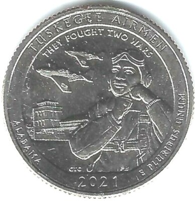 2021-S San Francisco Brilliant Uncirculated Tuskegee Airmen 25 Cent Coin!