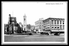 Post Card  New Hampshire - Railroad Square - Nashua, NH 1945