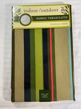 New, Bed Bath & Beyond 100% Polyester Tablecloth, 52” Square Tropical Stripe #SH