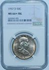 1957 D NGC MS66+FBL Full Bell Lines Franklin Half Dollar