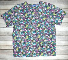 Carol's Scrubs Women's Size L 12-14 Colorful Flowers  Butterflies Scrub Top