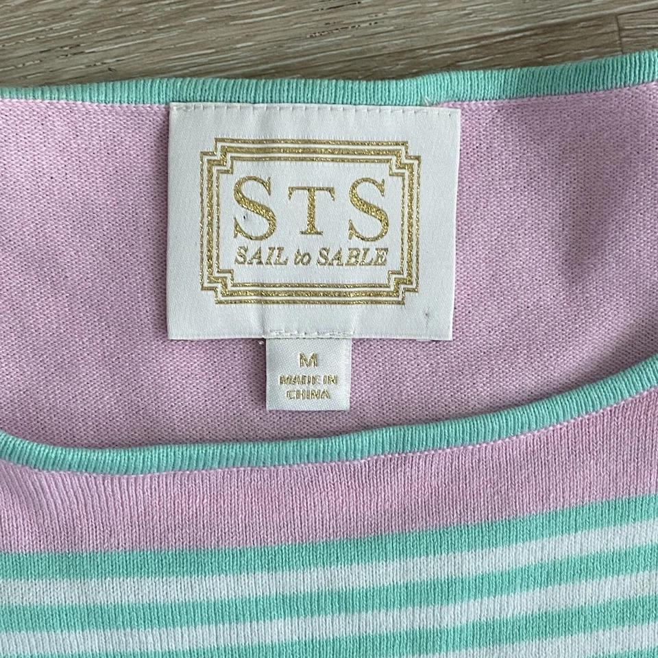 Vestido pulóver de punto a rayas Sail to Stable manga larga para mujer talla mediana Foto 3 de 4