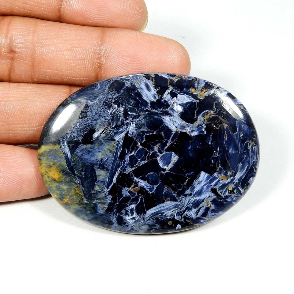 Pietersita azul natural pulida cabujón forma ovalada piedra preciosa suelta 91 quilates #9107 Foto 4 de 4