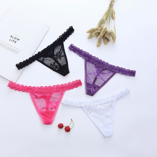 Womens Sexy Lace Sheer GString Panties Thong Floral Underwear Briefs
