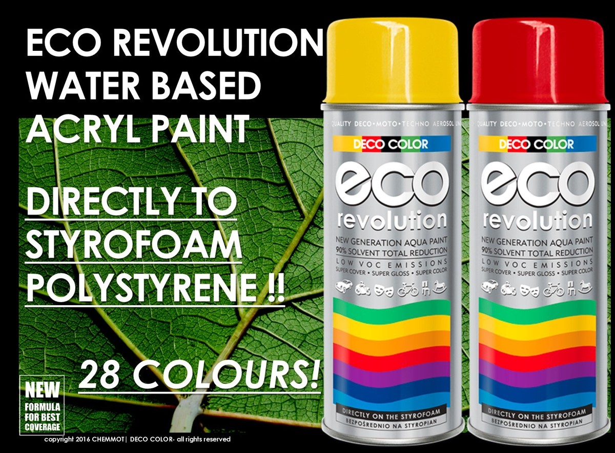 DECO COLOR ECO Revolution Water Based ACRYL Spray Paint 400ml STYROFOAM POLYSTYRENE Decoration Flowers Art Decor Craft DIY (RAL 4006 Fuchsia