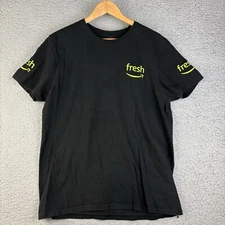 Amazon Fresh Men's L T-Shirt Black Logo Graphic Tee Crew Neck s/s *OIL STAINS