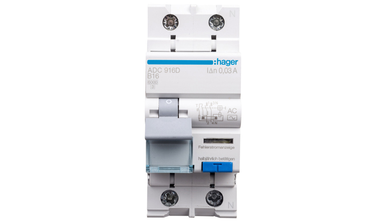 2P 16A B 0.03A residual current circuit breaker, type AC ADC916D /T2UK