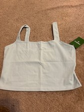 Halara Square Cropped Yoga Sports Bra Tank Top Lt Blue Green Size Medium NWT