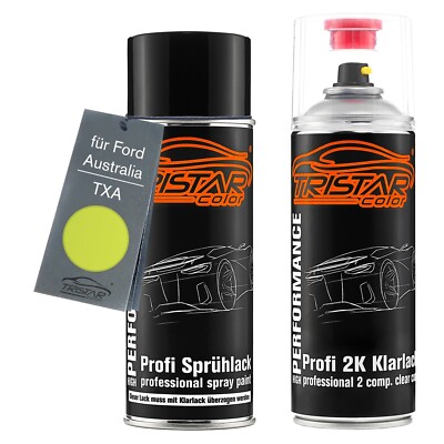 Autolack 2K Spraydosen Set für Ford Australia TXA Toxic Green Basis 2K Klarlack