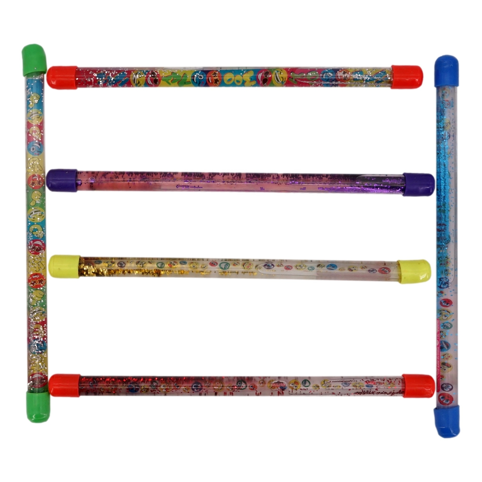 Emoji Glitter Batons (6 Pack, 12 in ea, Colors Vary) Glitter Filled Twirl Wand