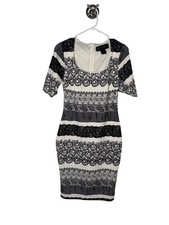 Kardashian Kollection Women’s Black White Lace Print Bodycon Dress Zip Size L