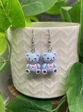 1.85  Silver-tone Teddy Bear Boho Drop Dangle Earring Set New Free Ship B7781