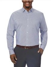 Calvin Klein Men  s Tech Active Stretch Dress Shirt, Blue - Size L-16-16.5-32-33