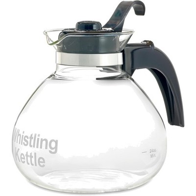 Borosilicate Glass Stove Top Whistling Tea Kettle - 12 Cup/48oz Capacity - BP...