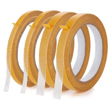 [4 Rolls] Double Side Fabric Tape 49FT - 1/2Inch+1/4Inch Hem Tape No Sew No Iron