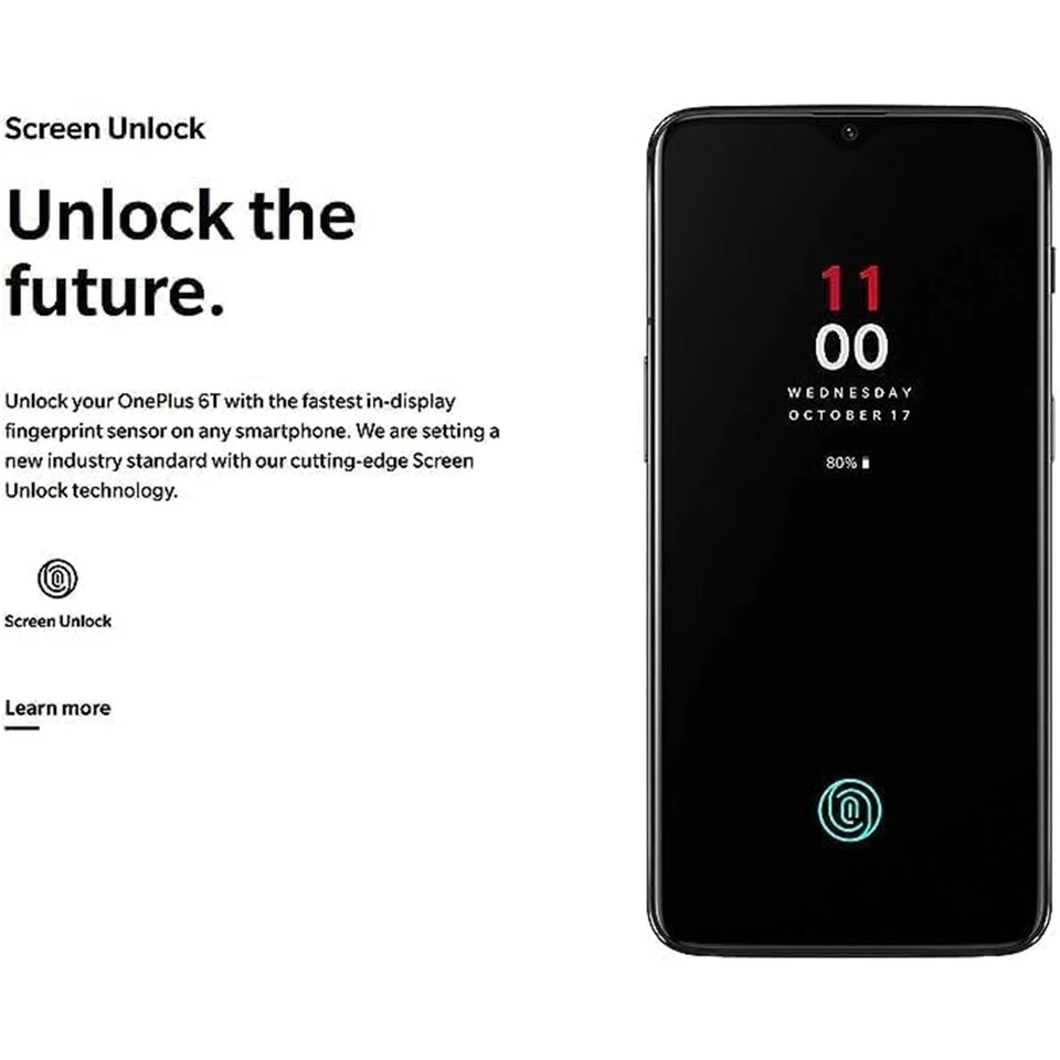 OnePlus 6T 128GB 6GB 256GB 8GB RAM Smartphone 20MP 4G Unlocked Mirror Black - Image 2 of 4