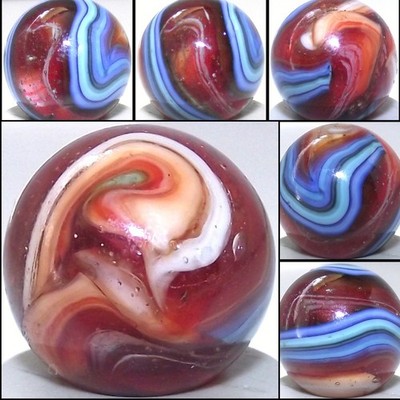 D.A.S. ~ Moondog Run Glass Marble [Red, White & Blue, Liberty]{3/30/17}(0.73)