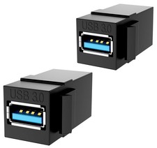 2 Pack USB 3.0 Keystone Jack Insert Female to Female Coupler Black Set
