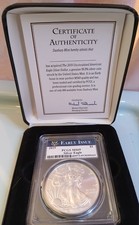 Early Issue American Eagle Silver Dollar 2019 boxed  Certificate of Authenticity