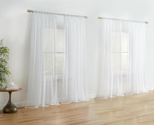 White Sheer Curtain Panels: Sheer Voile Light Filtering Window Treatment Coverin