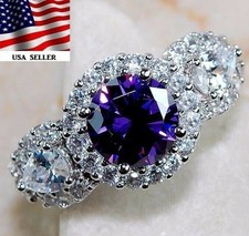 3CT Amethyst  Topaz 925 Solid Sterling Silver Ring Sz 6 IB1-9