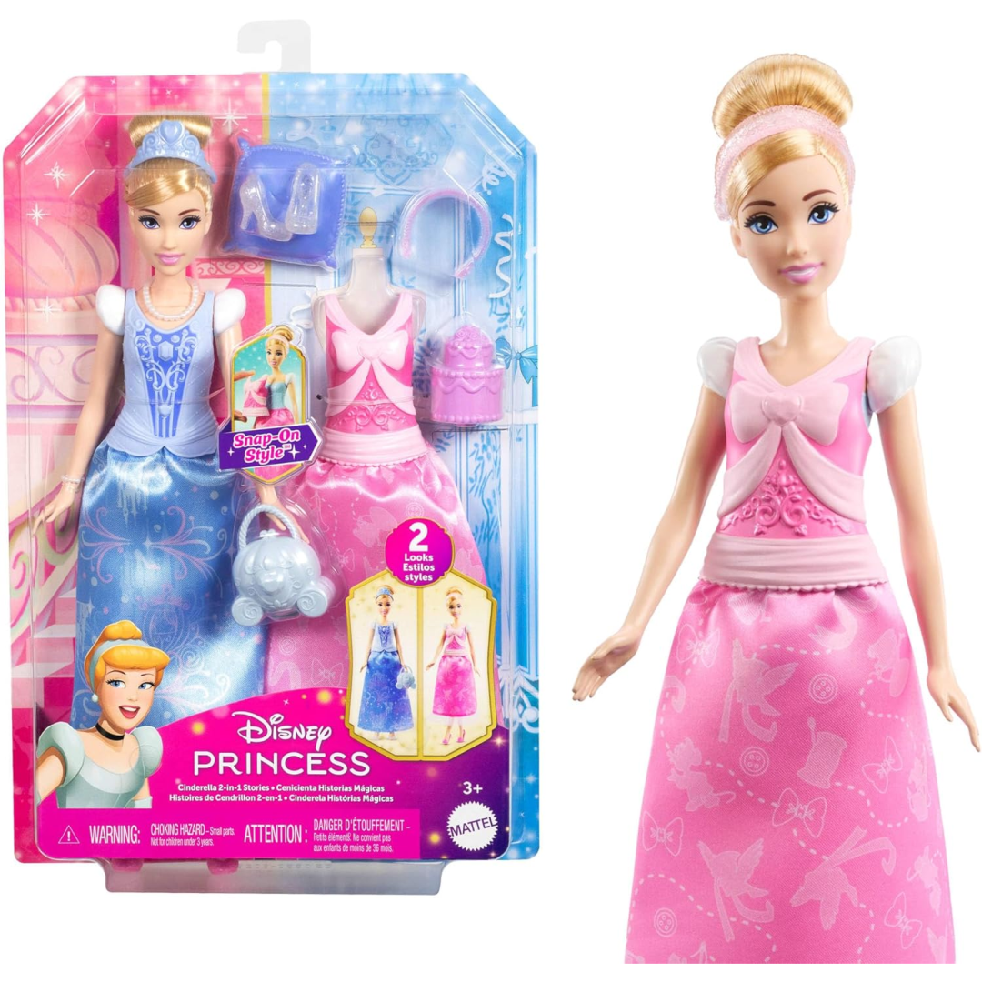 Disney Princess Cinderella 2 in 1 Stories Doll New