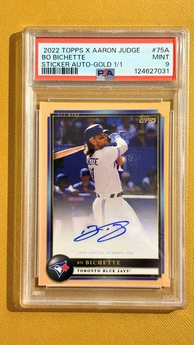 2022 Topps x Aaron Judge Bo Bichette Gold Sticker Auto 1/1 PSA 9