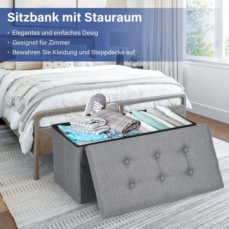 Mit Stauraum Aufbewahrungshocker Klappbar Aufbewahrungsbox Sitztruhe Cubic Sitz - Bild 4 von 4