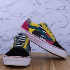 Vans Old Skool Juxtapoze Pack Skate Sneaker MultiColor Low Lace Check Kid Sz 12