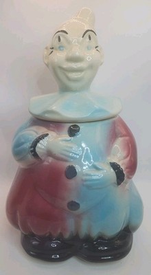 Vintage 1940s American Bisque Clown Cookie Jar Excellent Condition 12''