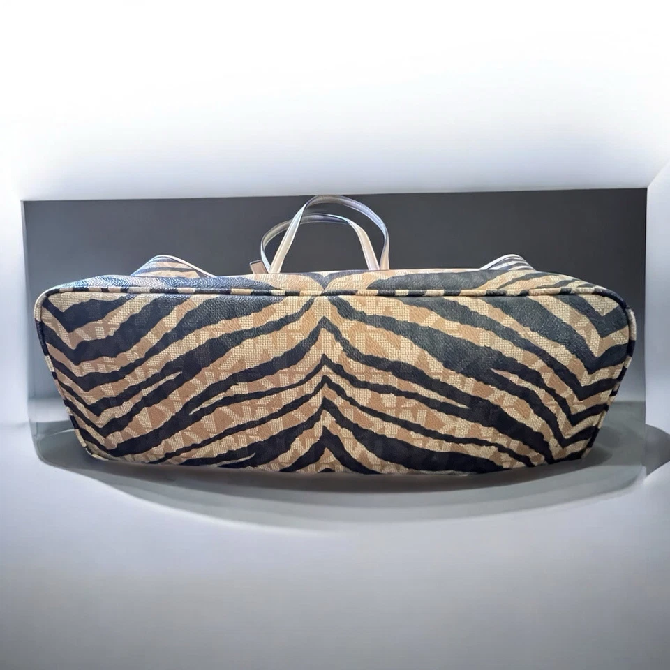 Michael Kors Jet Set Tote – Beige Brown Zebra Print – Medium Travel Shoulder Bag - Image 3 of 4