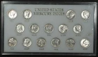 1941-1945 P/D/S MERCURY DIME 15-COIN SET AU IN CAPITAL PLASTICS HOLDER