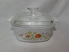 Vtg CorningWare A-1 1/2-B Wildflower 1.5 QT. Casserole Dish With Pyrex Lid A-7-C