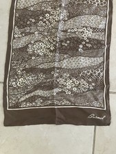 Vintage 1970  s Burmel Brown and White Long Silk Scarf