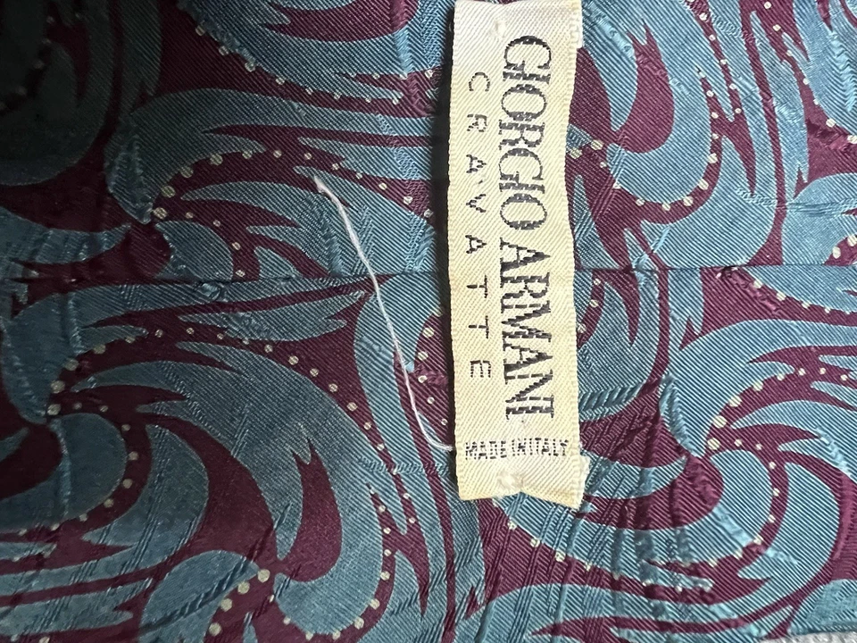 "Corbata de Colección Giorgio Armani Corbata Gris Cachemira 100% Seda Cuello 4"" 54"" Hecha en Italia 90" Foto 4 de 4