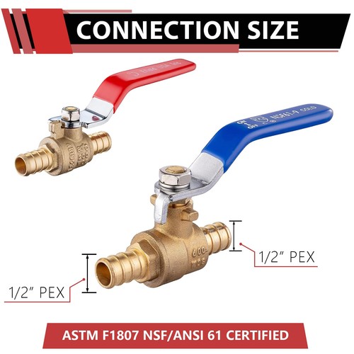 EFIELD 10 PCS 3/4 PEX FULL PORT SHUT OFF BALL BRASS VALVE ,YELLOW, NO