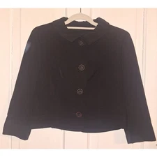 Vintage 70s Women's Size Small Cropped 1/2 Sleeve Black Blazer  Dark Acedmia