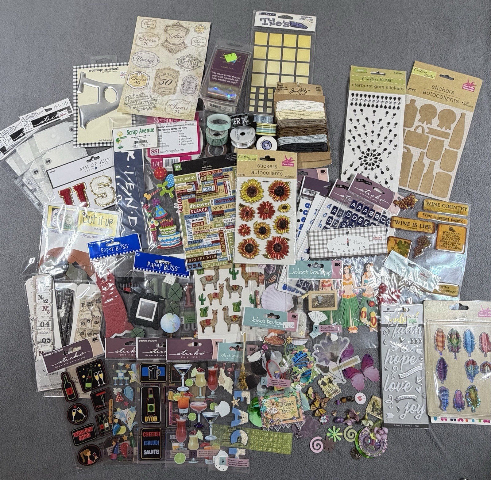 Destash Lot of Scrapbook Supplies Stickers Embellishments Pa