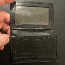 Vintage Black leather levenger wallet minimalist 4 compartments