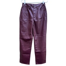 NEW Madewell The Perfect Vintage Straight Jean Wine Faux Leather Women's 27 US 4