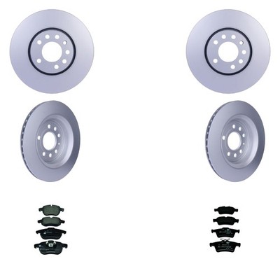 Hella Front 302mm Rear 292mm Rotors Low-Met Disc Brake Pad Kit For Saab 9-3 9-3X