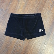 GK Elite Mini Shorts Black Velvet Velour Adult Small AS S Gymnastics Cheer Dance